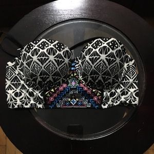 Multi printed longline bikini top